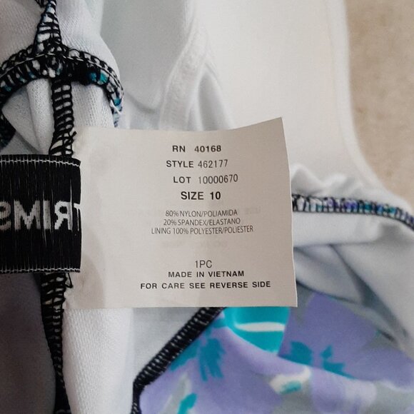 Trimshaper ruffle exotic flower print bathingsuit top, excellent like new, Sz 10 - Picture 4 of 7